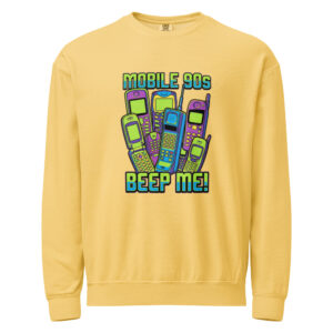 Sudadera unisex de cuello redondo de polar teñida en prenda Neón Retro MOBILE 90S - Imagen 9