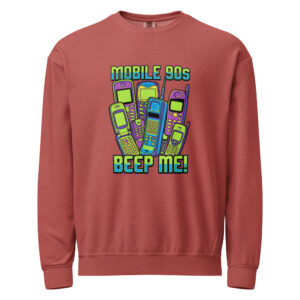 Sudadera unisex de cuello redondo de polar teñida en prenda Neón Retro MOBILE 90S - Imagen 4