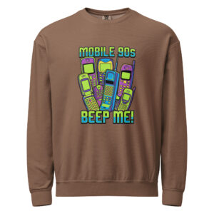 Sudadera unisex de cuello redondo de polar teñida en prenda Neón Retro MOBILE 90S - Imagen 5