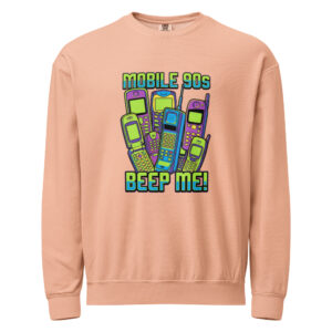 Sudadera unisex de cuello redondo de polar teñida en prenda Neón Retro MOBILE 90S - Imagen 8