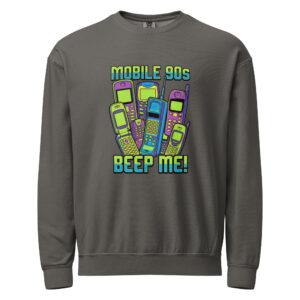 Sudadera unisex de cuello redondo de polar teñida en prenda Neón Retro MOBILE 90S - Imagen 3