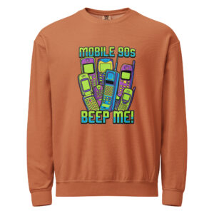 Sudadera unisex de cuello redondo de polar teñida en prenda Neón Retro MOBILE 90S - Imagen 6