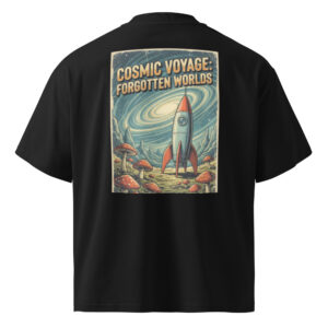 Camiseta oversize orgánica de cuello alto unisex Diseño Vintage Espacial - Imagen 3