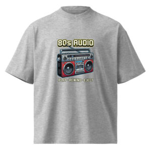 Camiseta oversize orgánica de cuello alto unisex 80s Music Player - Imagen 4