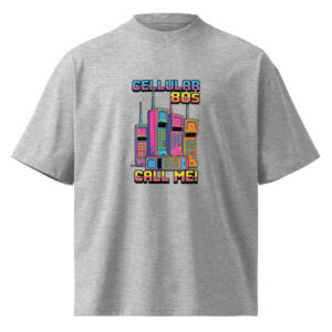 Camiseta oversize orgánica de cuello alto unisex Neón Retro CELLULAR 80S - Imagen 4
