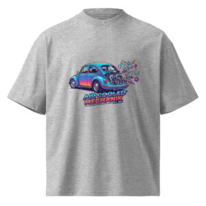 Camiseta oversize orgánica de cuello alto unisex Coche Escarabajo Estilo 80s - Imagen 3