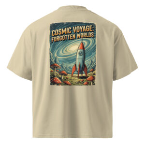 Camiseta oversize orgánica de cuello alto unisex Diseño Vintage Espacial - Imagen 4