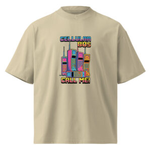 Camiseta oversize orgánica de cuello alto unisex Neón Retro CELLULAR 80S - Imagen 5