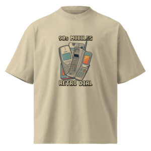 Camiseta oversize orgánica de cuello alto unisex 90s Mobiles RETRO DIAL - Imagen 4