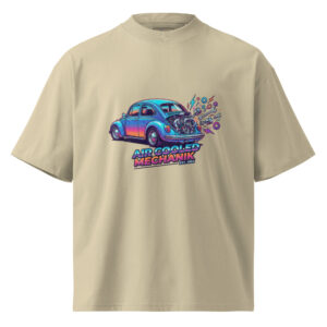 Camiseta oversize orgánica de cuello alto unisex Coche Escarabajo Estilo 80s - Imagen 4