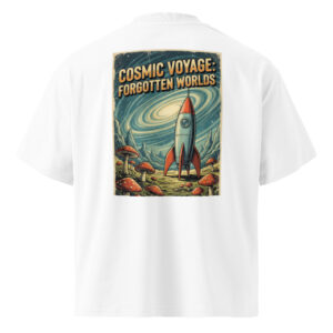 Camiseta oversize orgánica de cuello alto unisex Diseño Vintage Espacial - Imagen 5