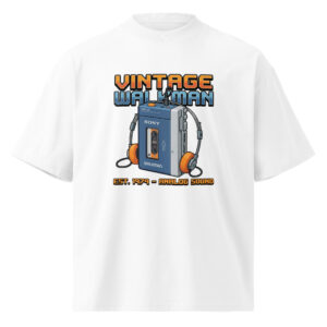 Camiseta oversize orgánica de cuello alto unisex Retro Walkman - Imagen 5