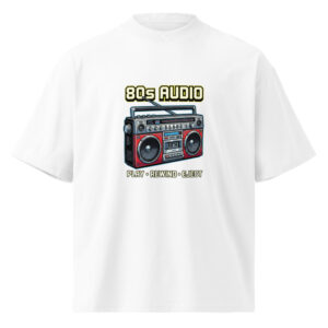 Camiseta oversize orgánica de cuello alto unisex 80s Music Player - Imagen 5