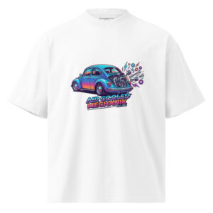 Camiseta oversize orgánica de cuello alto unisex Coche Escarabajo Estilo 80s - Imagen 5
