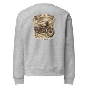 Sudadera unisex de cuello redondo y relax Moto Vintage Est. 1945 - Imagen 4
