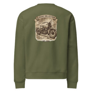 Sudadera unisex de cuello redondo y relax Moto Vintage Est. 1945 - Imagen 3