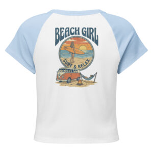 Camiseta raglán de microcanalé para mujer Beach Girl Vibes - Imagen 5