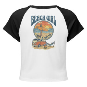 Camiseta raglán de microcanalé para mujer Beach Girl Vibes - Imagen 1