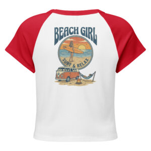 Camiseta raglán de microcanalé para mujer Beach Girl Vibes - Imagen 3