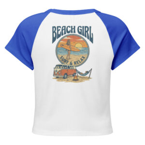 Camiseta raglán de microcanalé para mujer Beach Girl Vibes - Imagen 4