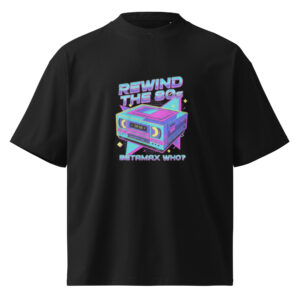 Camiseta oversize orgánica de cuello alto unisex Retro Rewind: El Rey del VHS - Imagen 3
