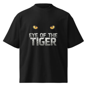 Camiseta oversize orgánica de cuello alto unisex "Ojo del Tigre" - Fuerza y ​​Determinación - Imagen 1