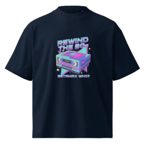 Camiseta oversize orgánica de cuello alto unisex Retro Rewind: El Rey del VHS - Imagen 2