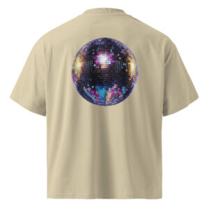 Camiseta oversize orgánica de cuello alto unisex Retro Disco 80s - Imagen 4