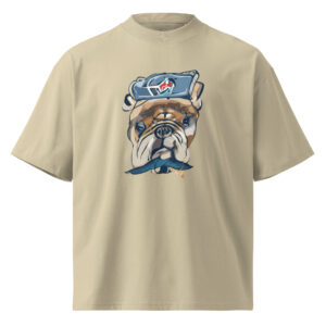 Camiseta Oversize Orgánica "Cyber-Bulldog" - French Navy Edition - Imagen 4