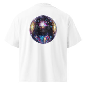 Camiseta oversize orgánica de cuello alto unisex Retro Disco 80s - Imagen 5