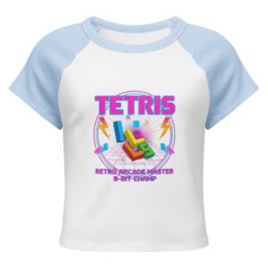 Camiseta raglán de microcanalé para mujer TETRIS con Estilo Retro - Imagen 5