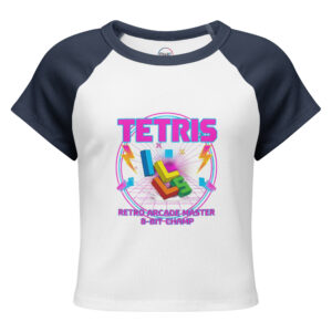 Camiseta raglán "Tetris Arcade" | Micro-Rib Soft Touch - Imagen 3